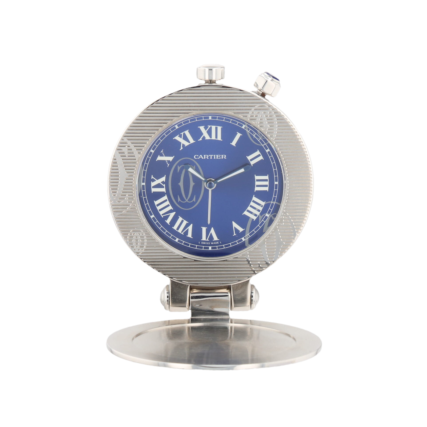 CARTIER PASHA STEEL ALARM DESK CLOCK