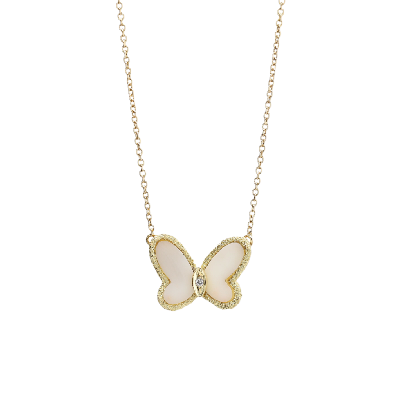 Collier Avec Pendentif Cœur Papillon En Or 18 Carats – Style Madagascar, Neuf Avec étiquettes