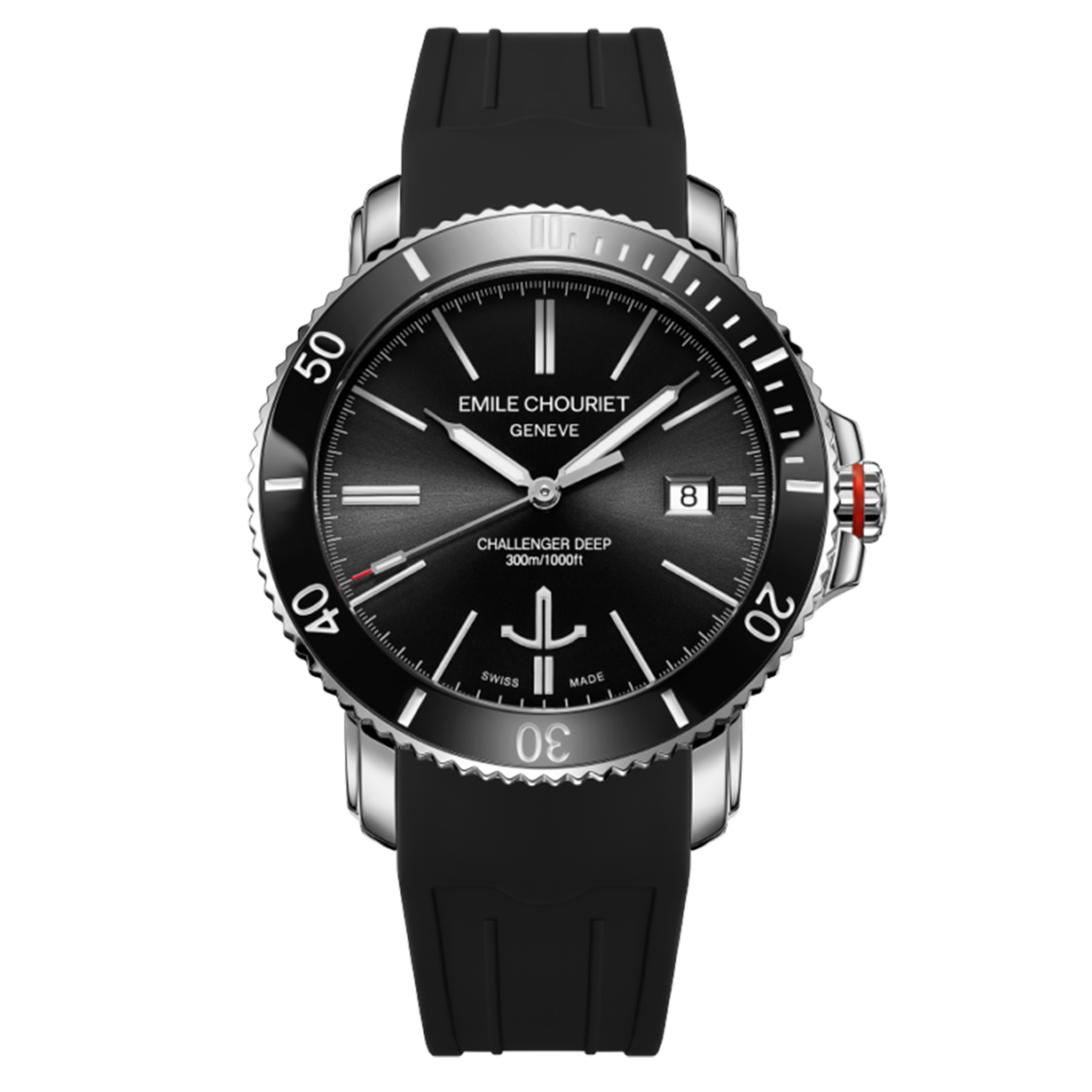EMILE CHOURIET CHALLENGER DEEP BLACK "RUBBER STRAP"