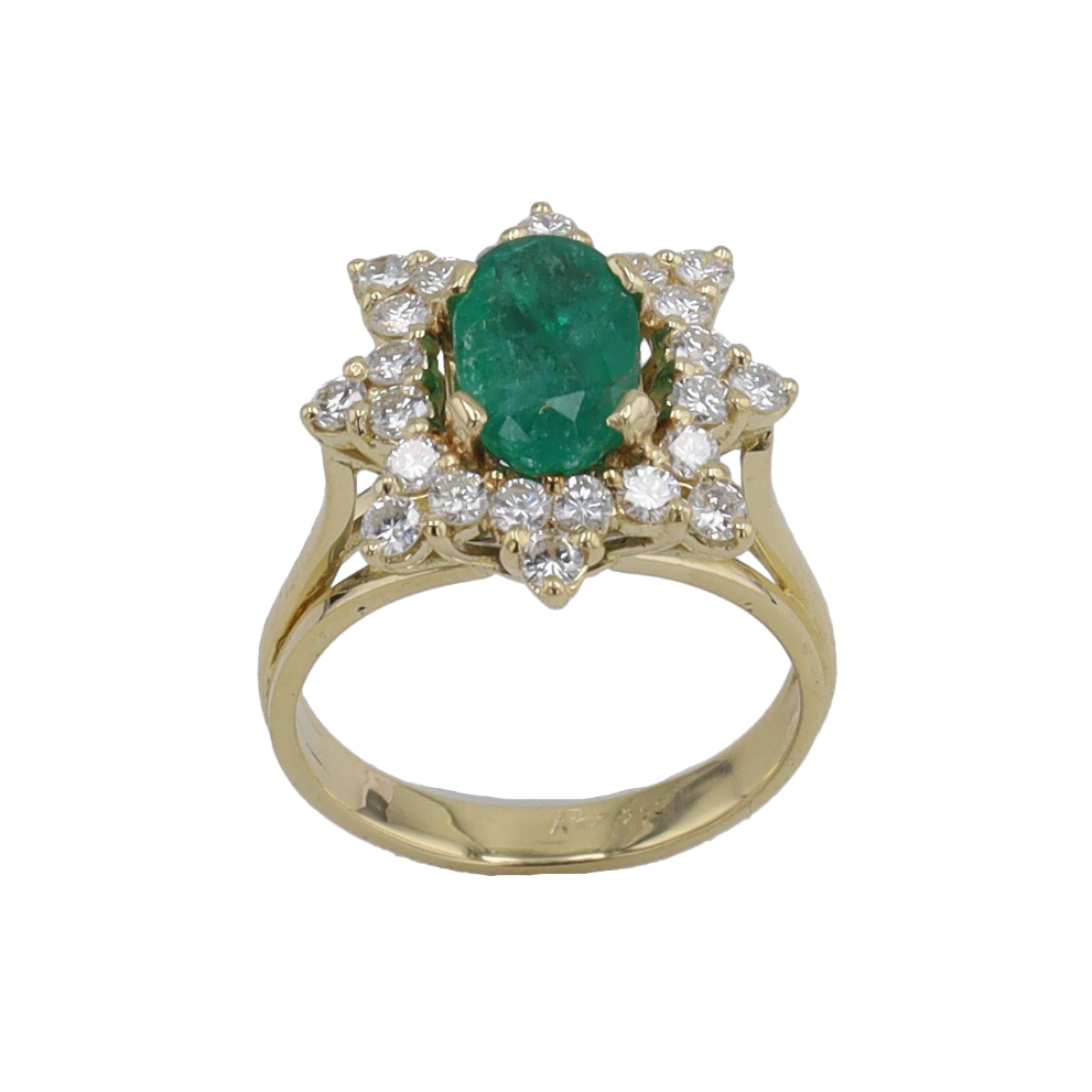 BAGUE_ETOILE_EMERAUDE_&_DIAMANTS image