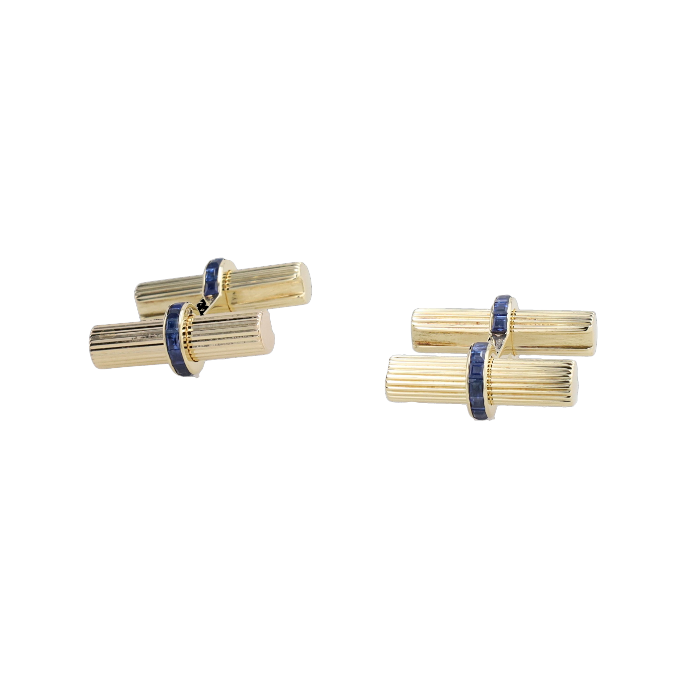 BOUTON DE MANCHETTE VAN CLEEF & ARPELS  OR JAUNE ET SAPHIRS