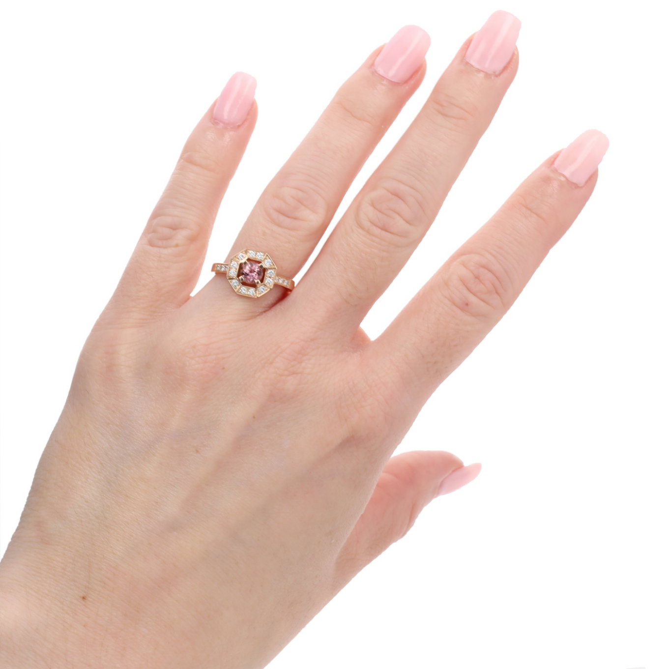 BAGUE_CREATION_HALO_OCTOGONAL_SAPHIR_ROSE_0.61_CT image