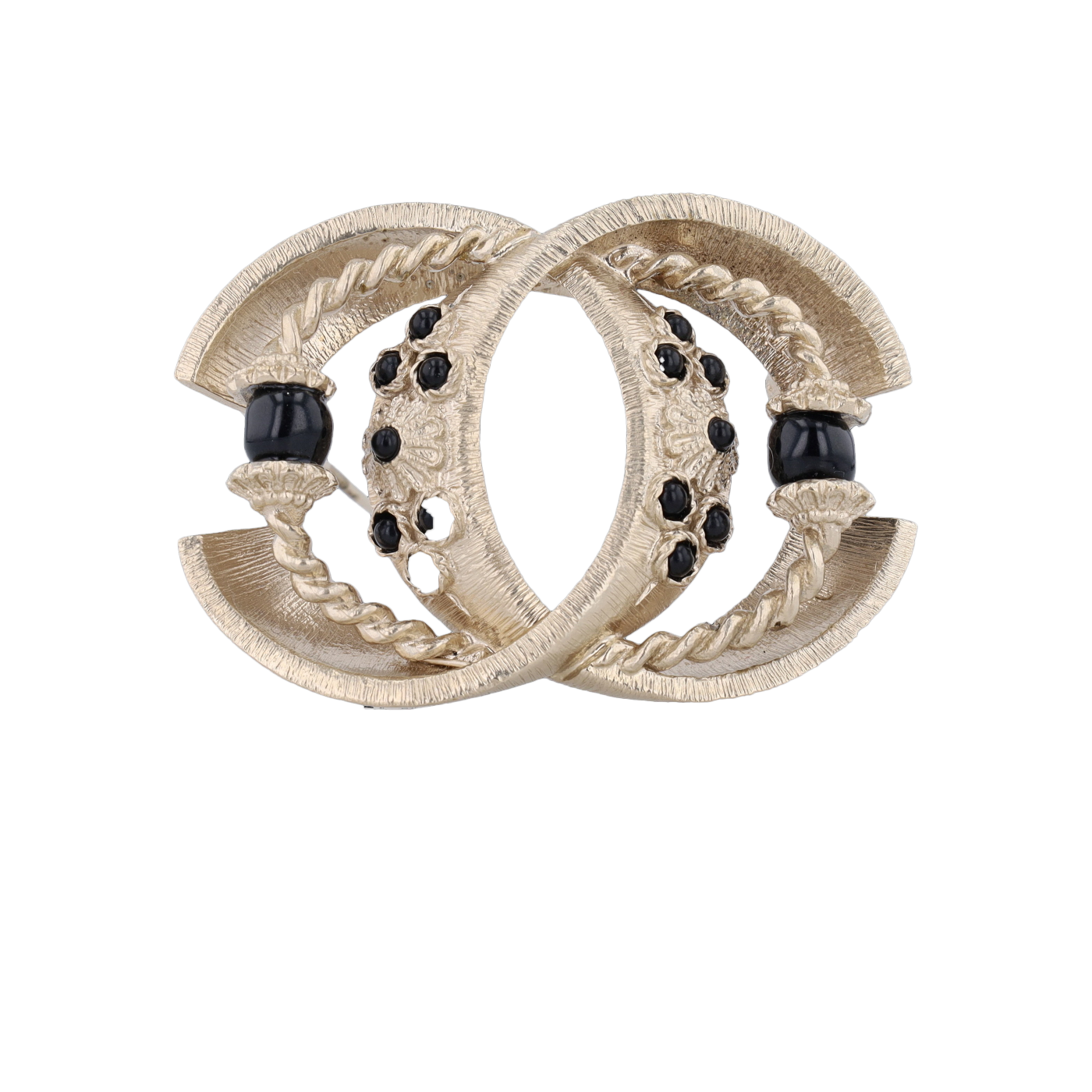 CHANEL BLACK STONE BROOCH