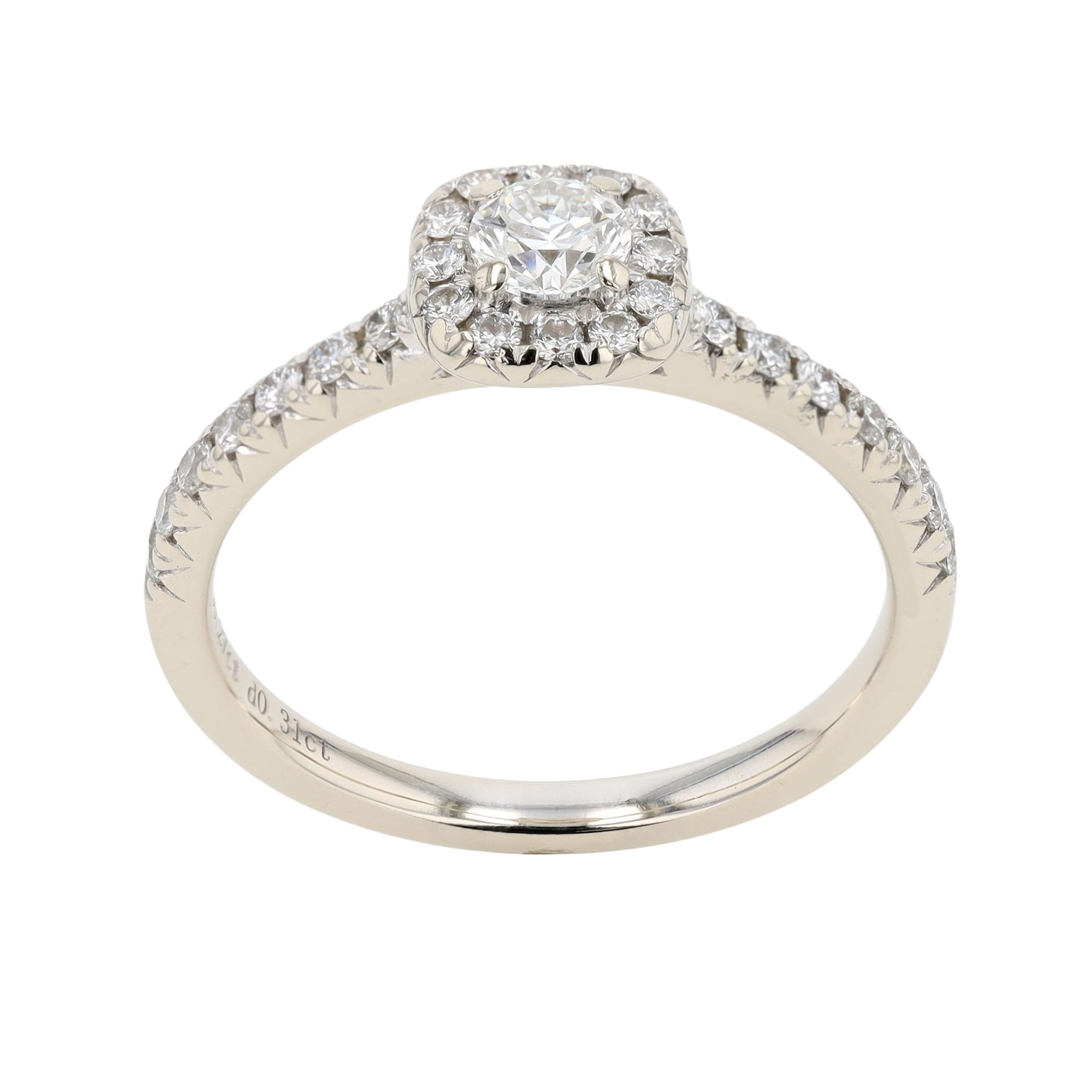 BAGUE SOLITAIRE HALO DIAMANTS 0.58 CT