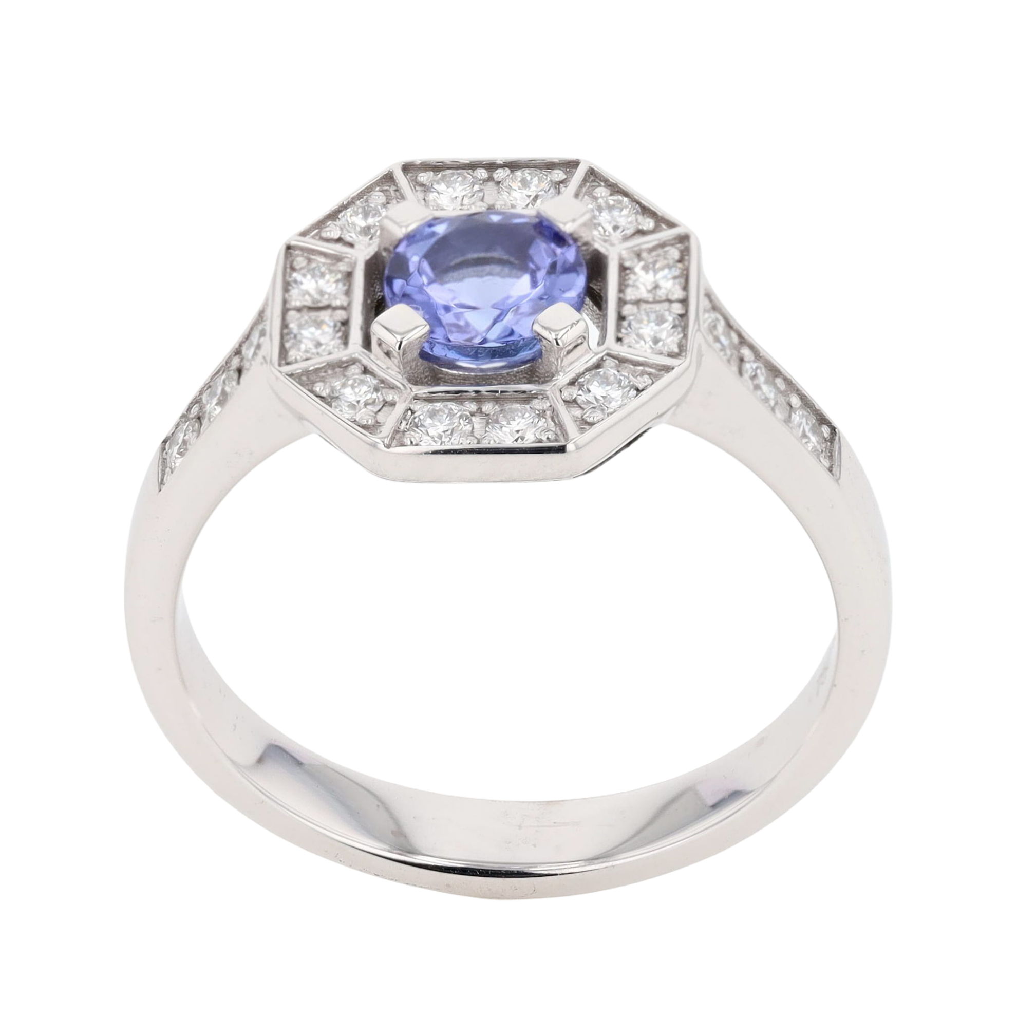 0.60 CT SAPPHIRE RING WITH DIAMOND HALO