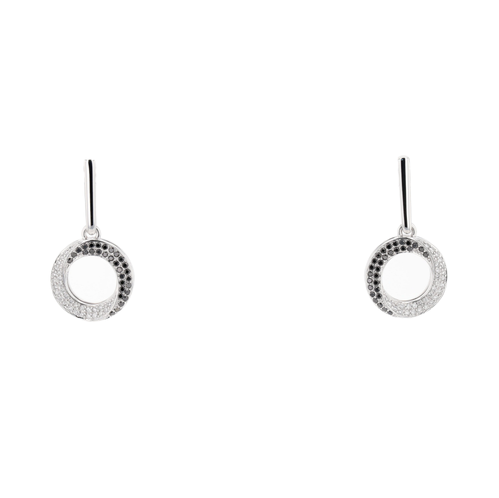 BOUCLES_D'OREILLES_PENDANTES_DIAMANTS_BLANCS_ET_NOIRS_0.54_CT image