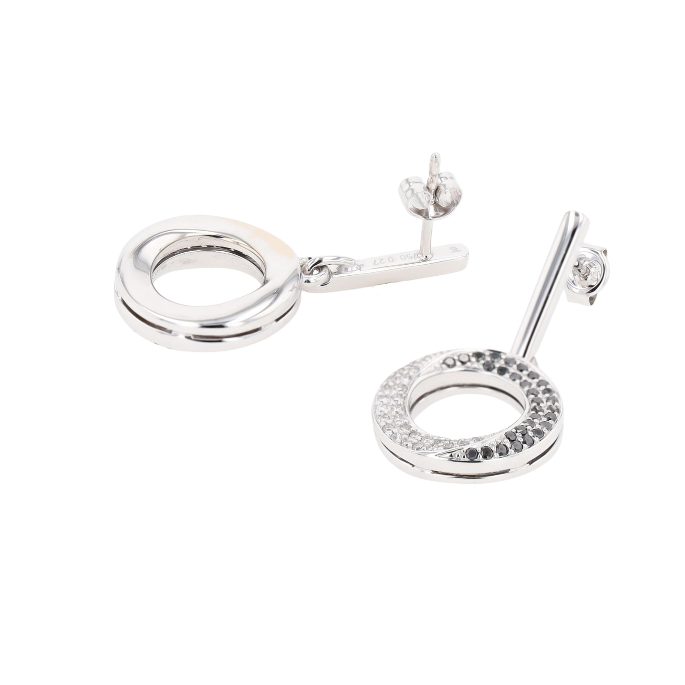 BOUCLES_D'OREILLES_PENDANTES_DIAMANTS_BLANCS_ET_NOIRS_0.54_CT image