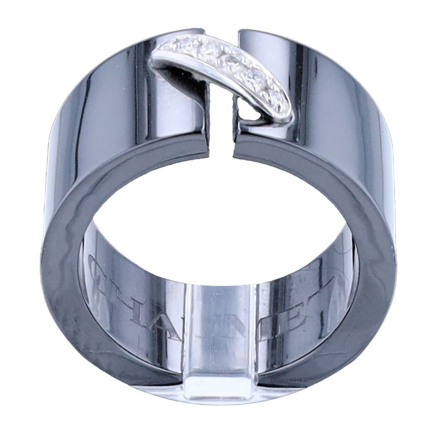 BAGUE CHAUMET EN CÉRAMIQUE ET DIAMANTS