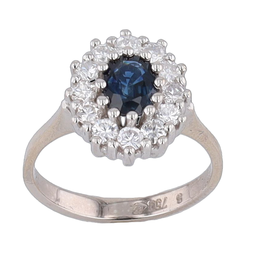 BAGUE OR GRIS SAPHIR ET DIAMANTS