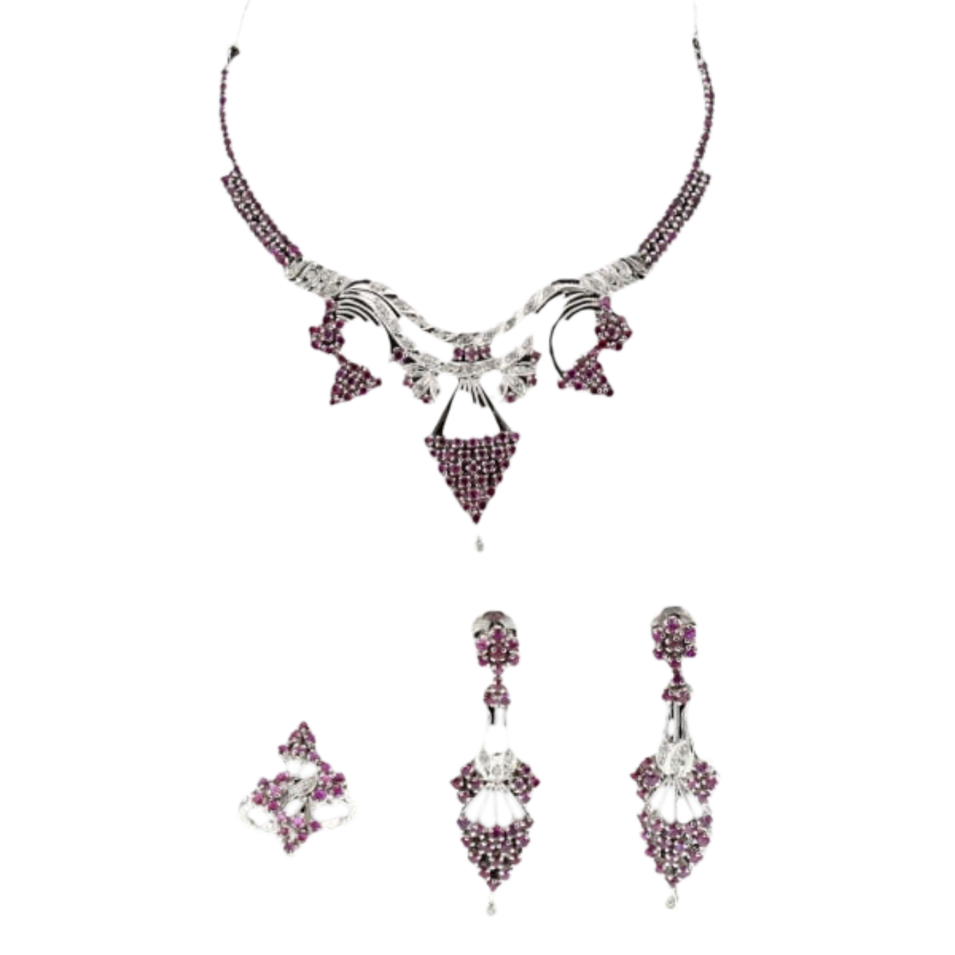 PARURE_METAL_GRIS_DIAMANTS_ET_RUBIS image