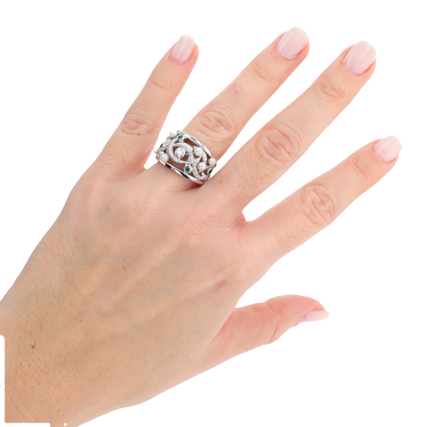BAGUE_OR_GRIS_PERLES,_EMERAUDES_ET_DIAMANT image