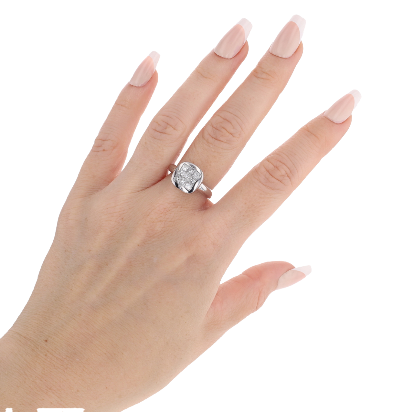 BAGUE_EN_OR_GRIS_750___18_CARATS_AVEC_9_DIAMANTS image