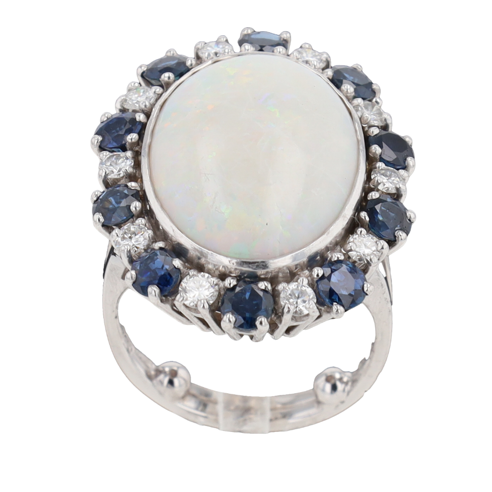 BAGUE_OR_GRIS_OPALE_BLANCHE_SAPHIRS_DIAMANTS image