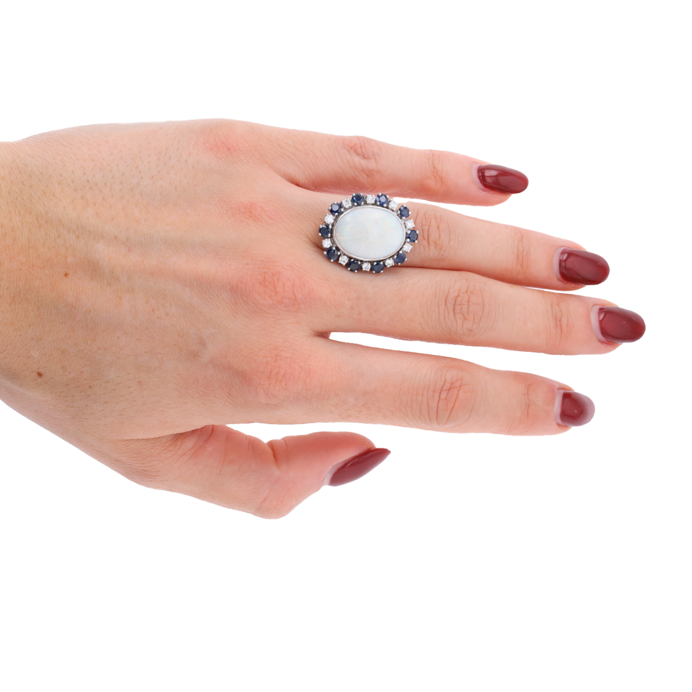 BAGUE_OR_GRIS_OPALE_BLANCHE_SAPHIRS_DIAMANTS image