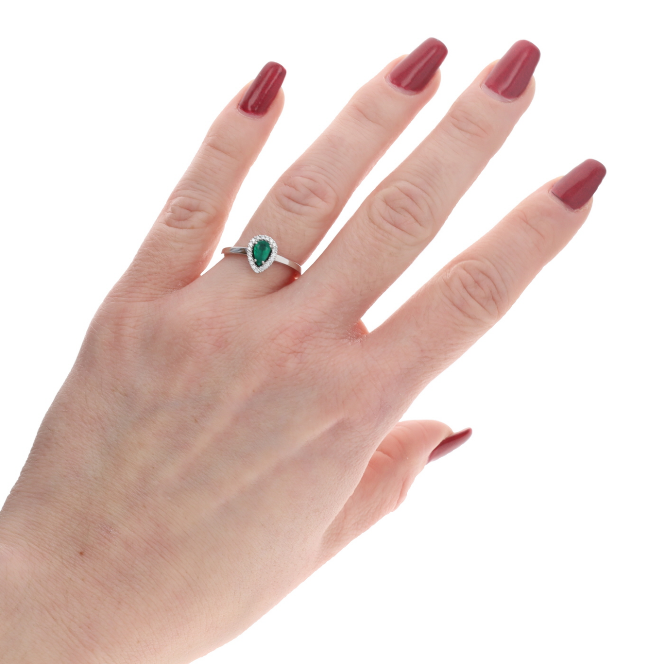 BAGUE_HALO_EMERAUDE_POIRE_&_DIAMANTS image