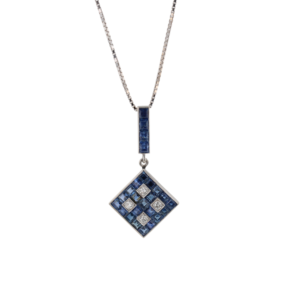 COLLIER_PENDENTIF__DAMIER__SAPHIRS_&_DIAMANTS image