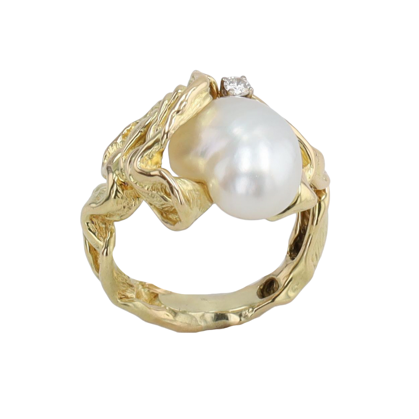 BAGUE_GILBERT_ALBERT_SCULPTURALE_PERLE_BAROQUE_DIAMANT_0.06_CT image