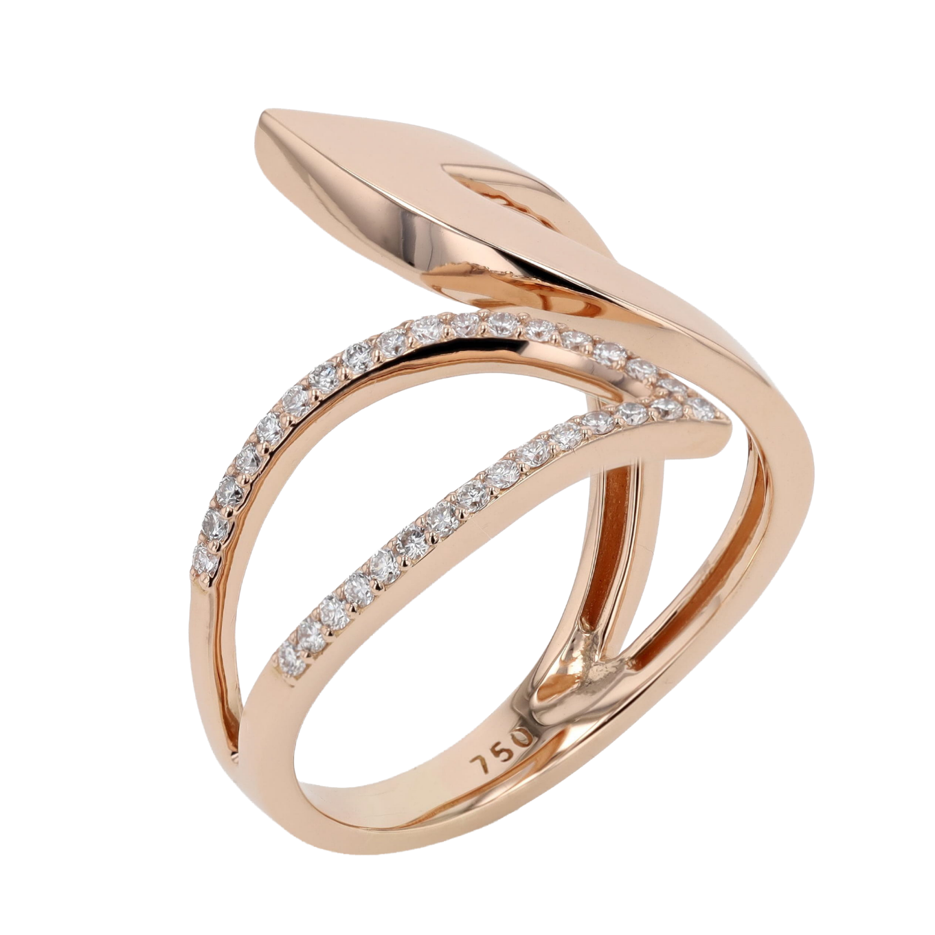 BAGUE_ASYMETRIQUE_FEUILLE_&_DIAMANTS image