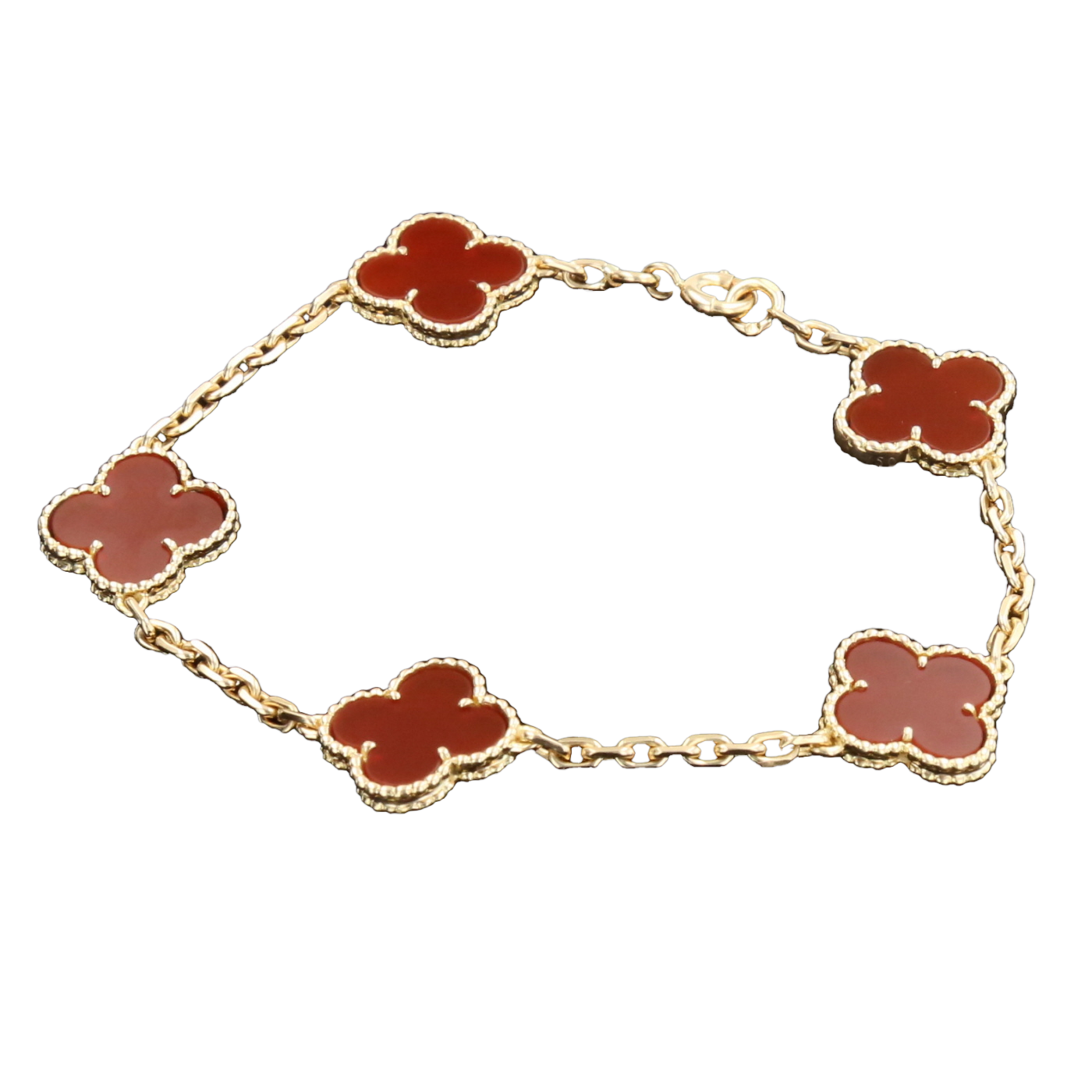 BRACELET VAN CLEEF & ARPELS VINTAGE ALHAMBRA CORNALINE OR JAUNE