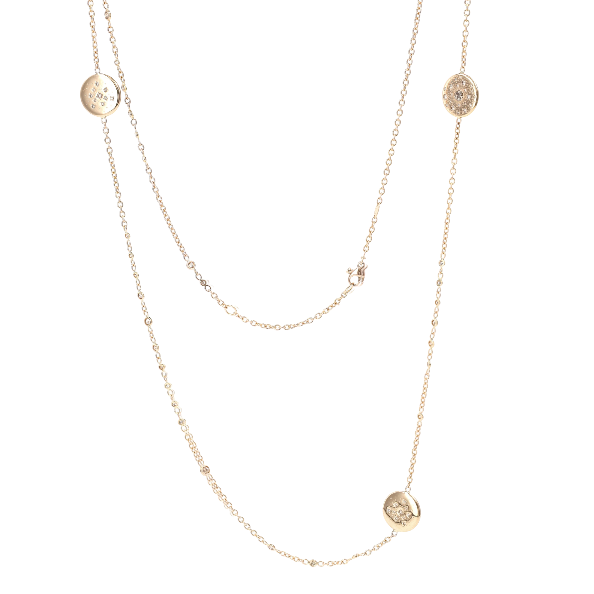 PARURE SAUTOIR ET BOUCLES D'OREILLES ASYMÉTRIQUES DIAMANTS 1.20 CT