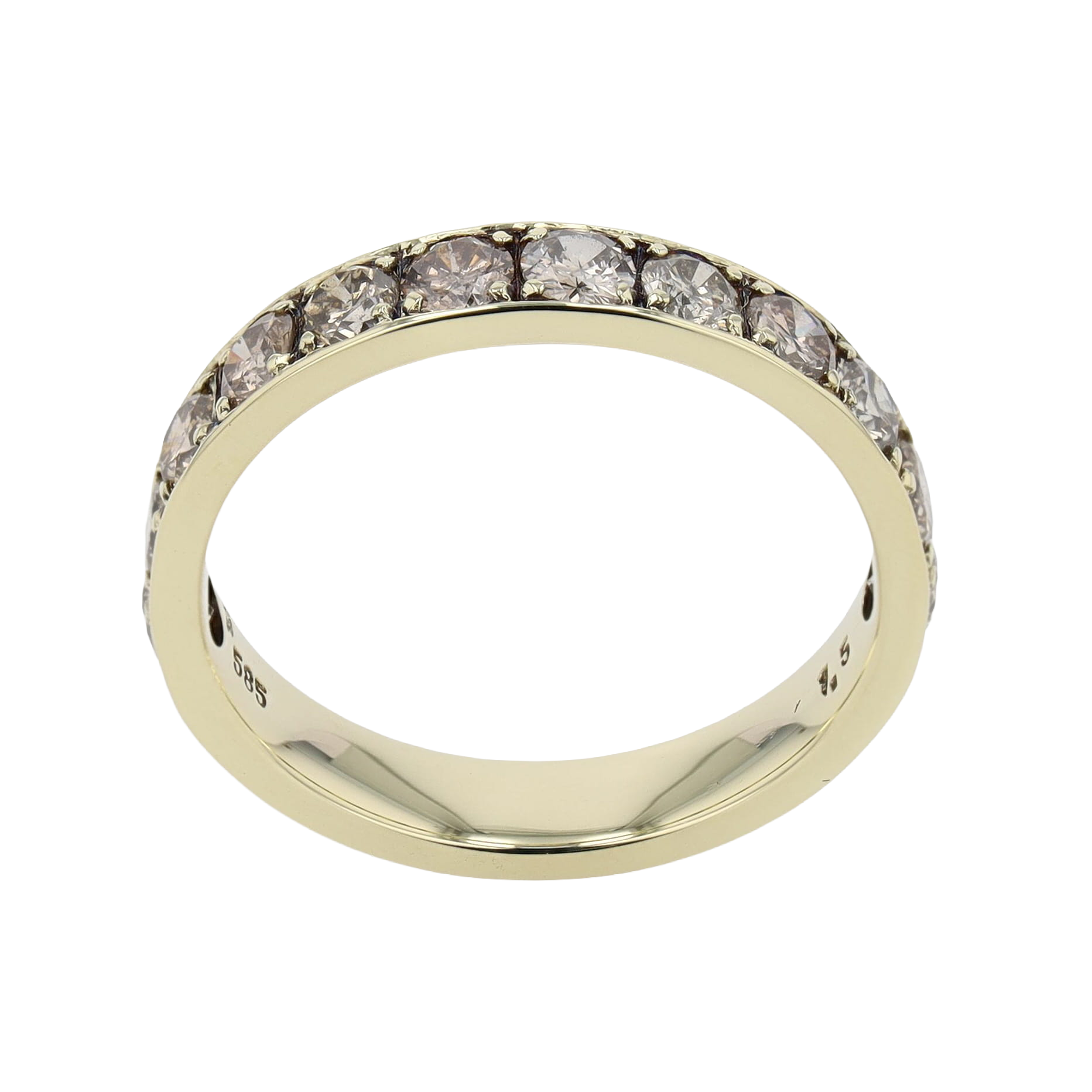 BAGUE ALLIANCE DEMI-TOUR DIAMANTS BRUNS 1.20 CT