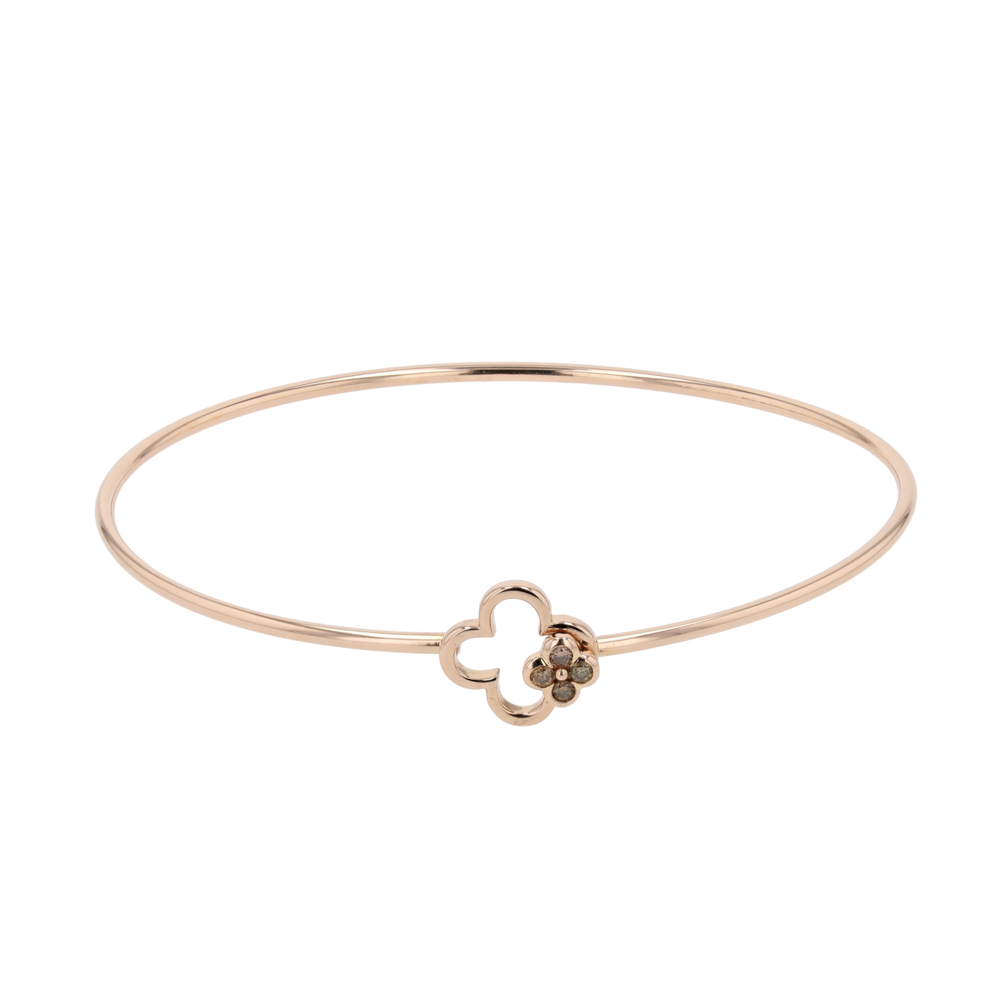 BRACELET JONC TRÈFLE DIAMANTS 0.06 CT