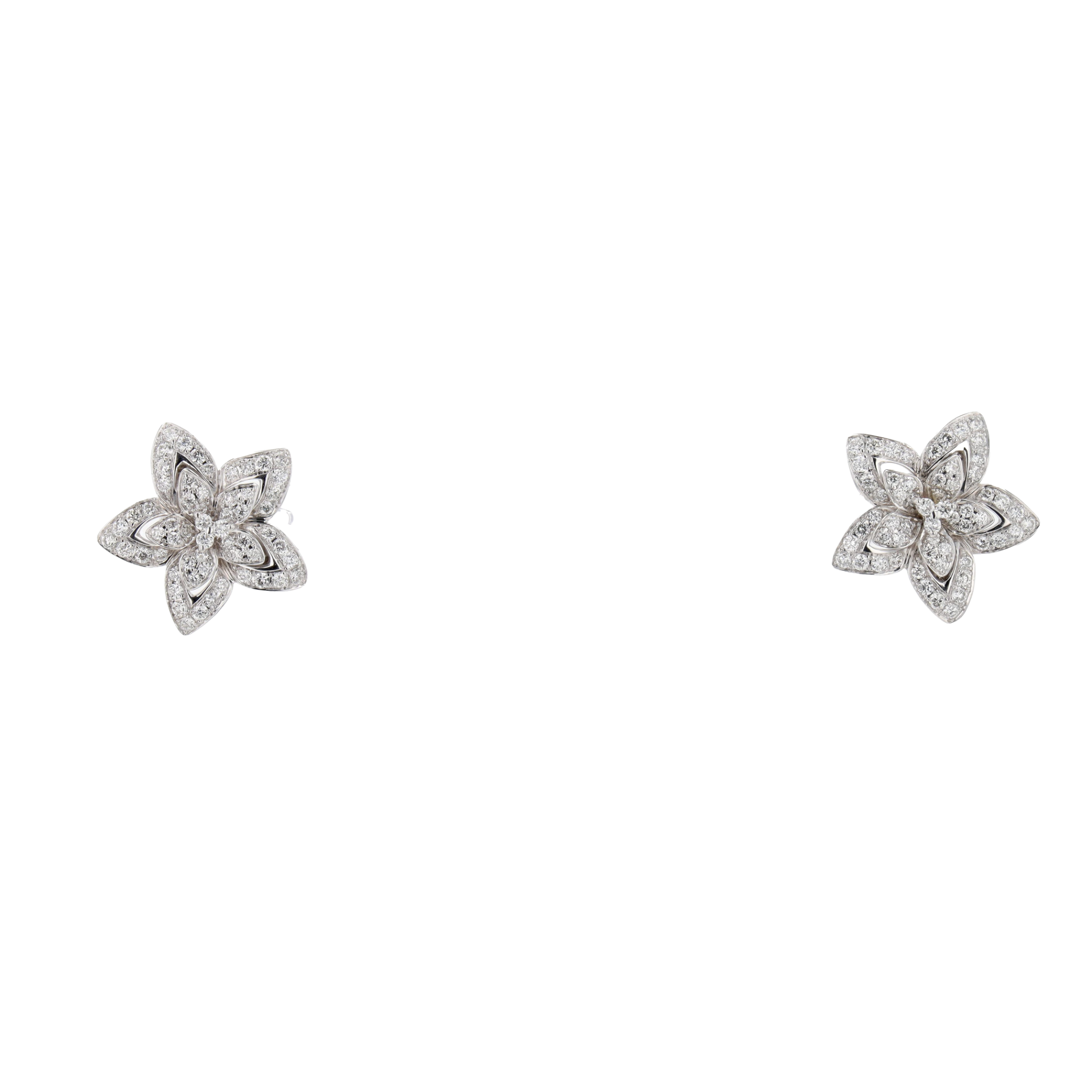 BOUCLES D'OREILLES PUCES MOTIF FLORAL DIAMANTS 0.70 CT