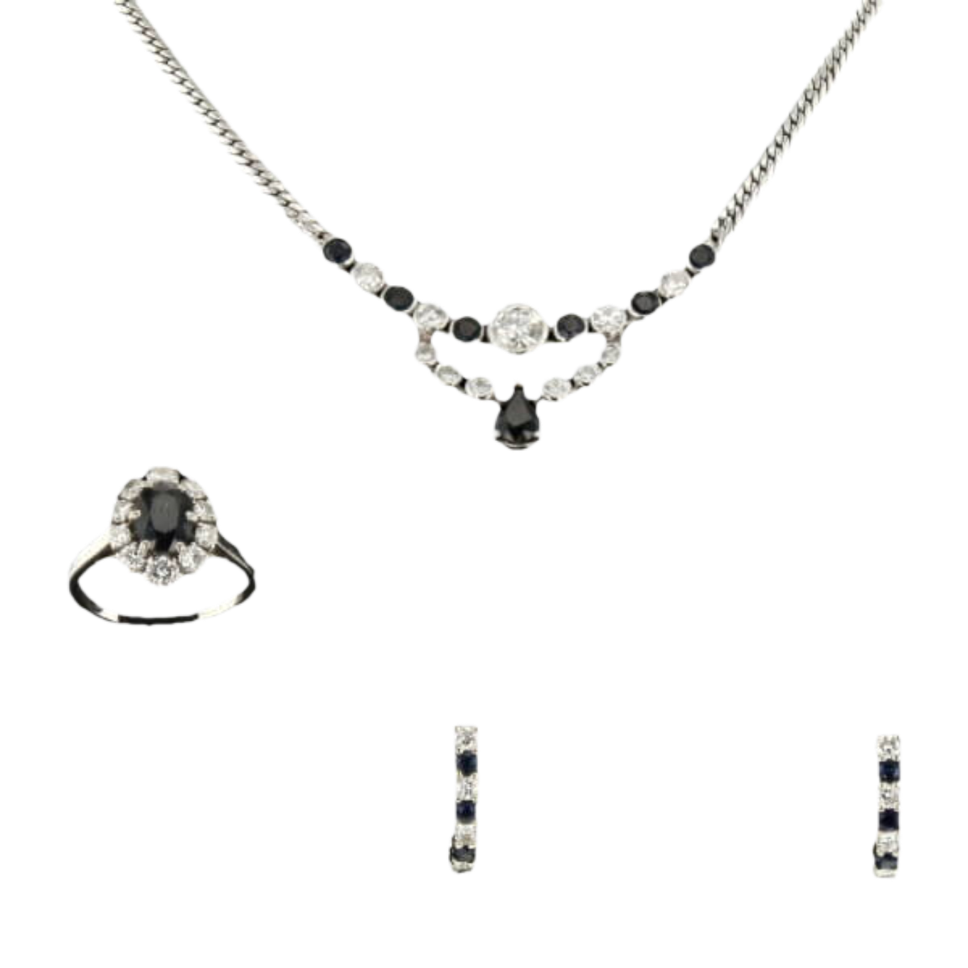 BOUCLES_D'OREILLES_OR_GRIS_DIAMANTS_ET_SAPHIRS image