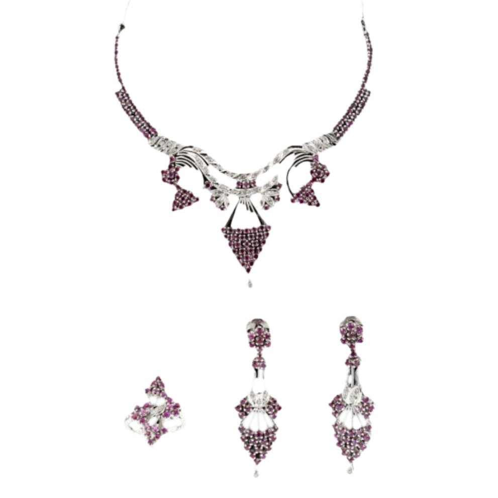 PARURE_METAL_GRIS_DIAMANTS_ET_RUBIS image