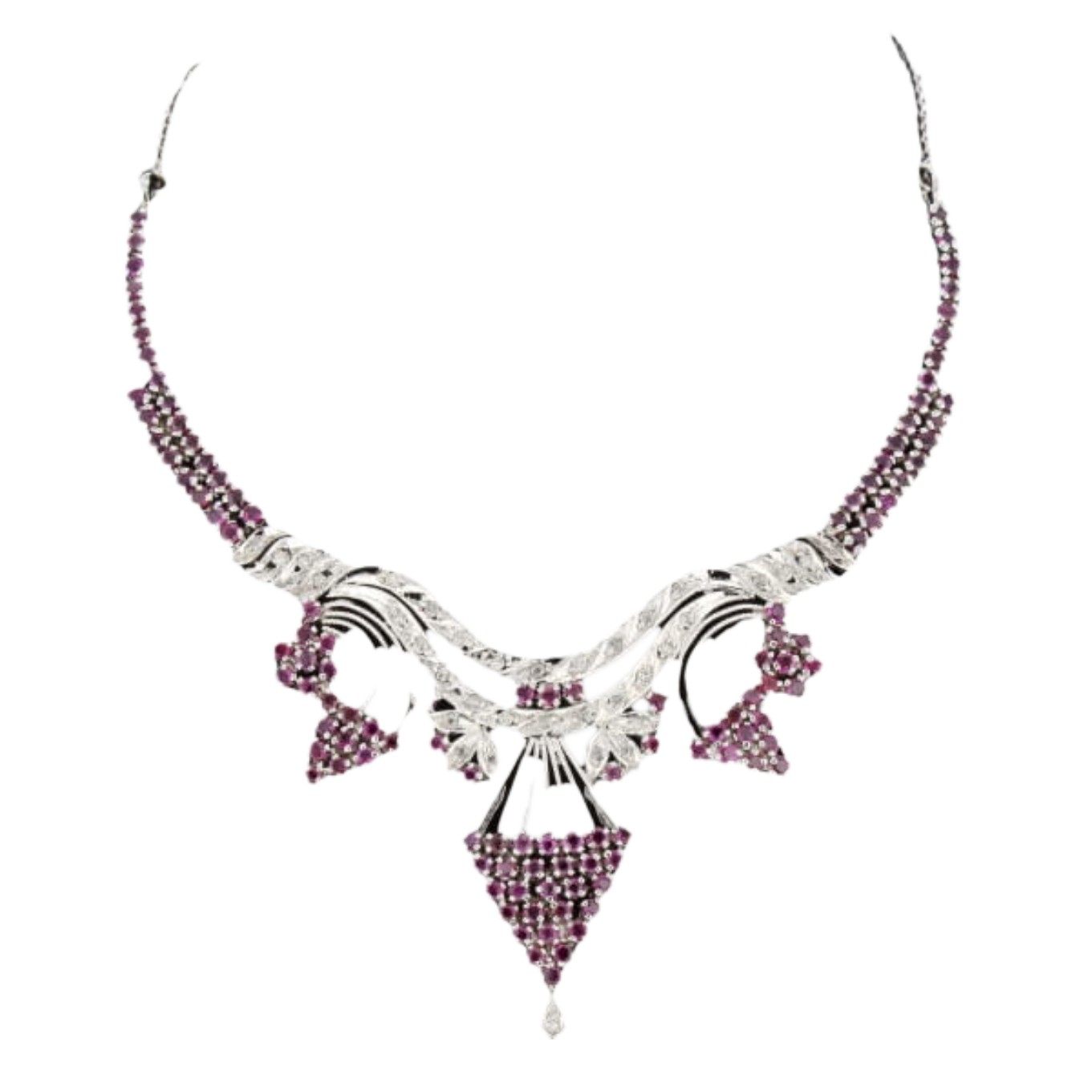 PARURE_METAL_GRIS_DIAMANTS_ET_RUBIS image