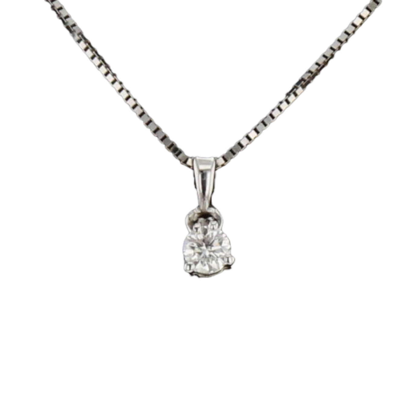 COLLIER_SOLITAIRE_OR_GRIS_ET_DIAMANT_0.15_CARATS image