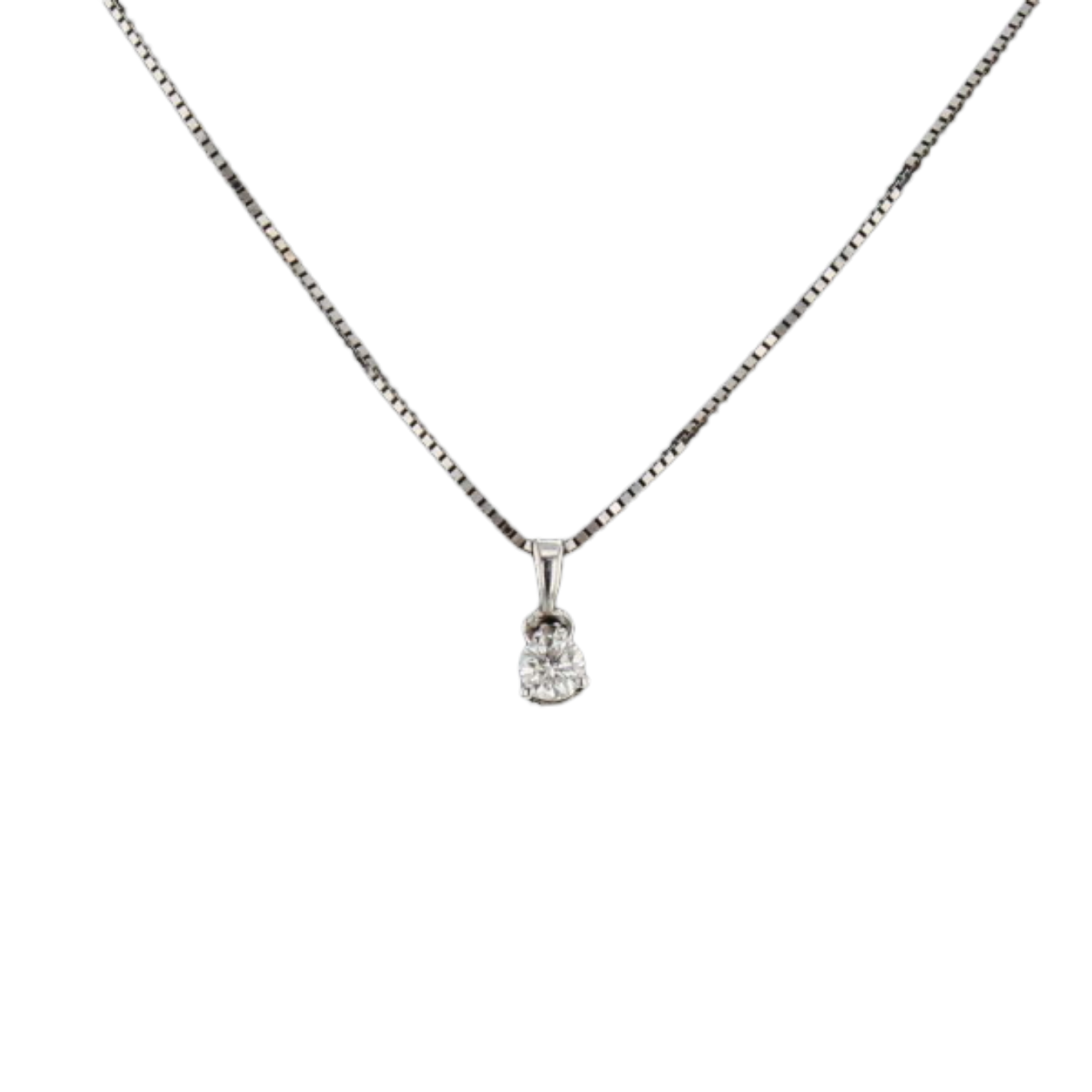 COLLIER_SOLITAIRE_OR_GRIS_ET_DIAMANT_0.15_CARATS image