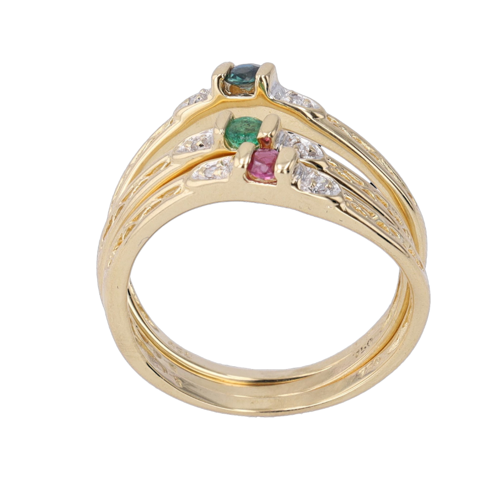 3_BAGUES_OR_JAUNE_SAPHIR_EMERAUDE_RUBIS image