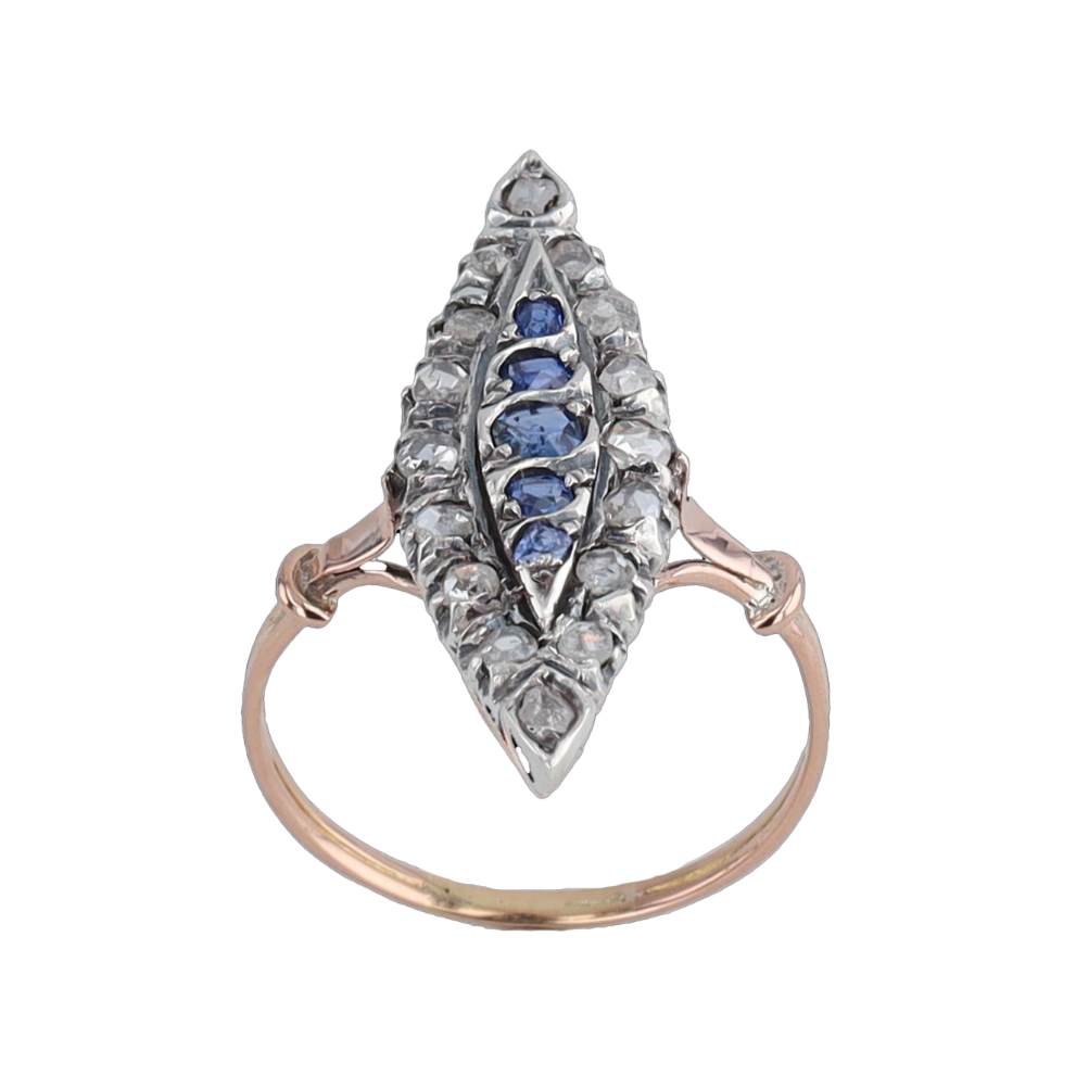 BAGUE_MARQUISE_OR_ROSE_DIAMANTS_&_SAPHIRS image