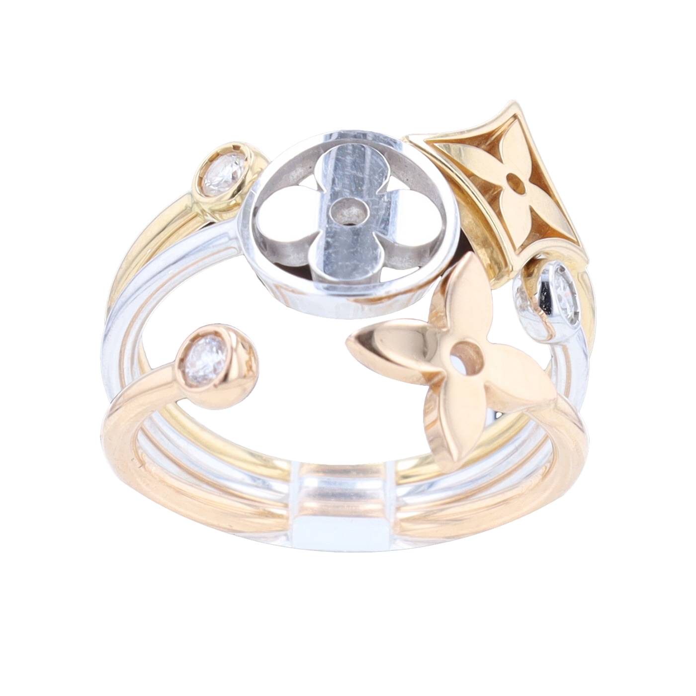 LOUIS VUITTON 3 GOLDS BLOSSOM RING