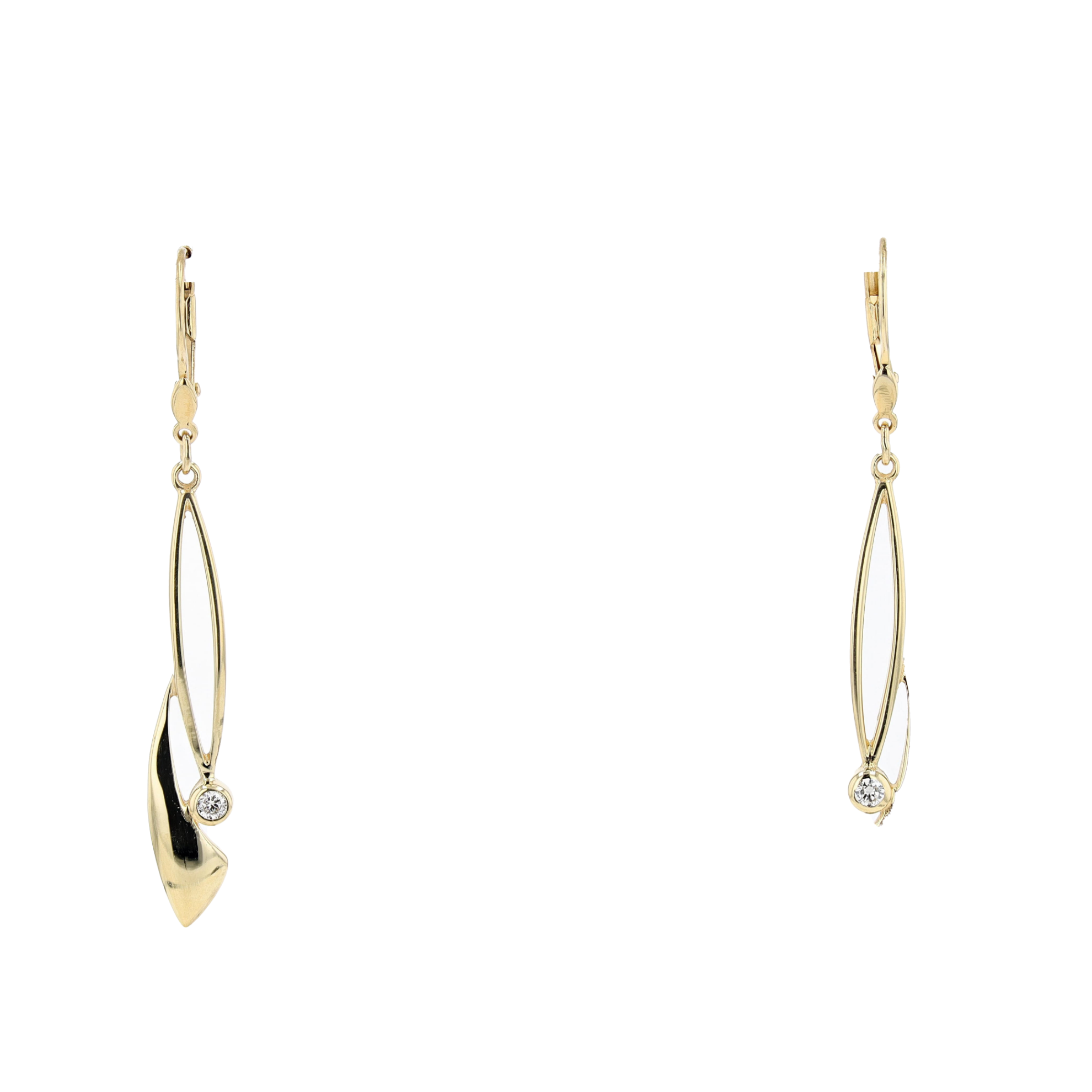 BOUCLES D'OREILLES PENDANTES DIAMANTS 0.10 CT