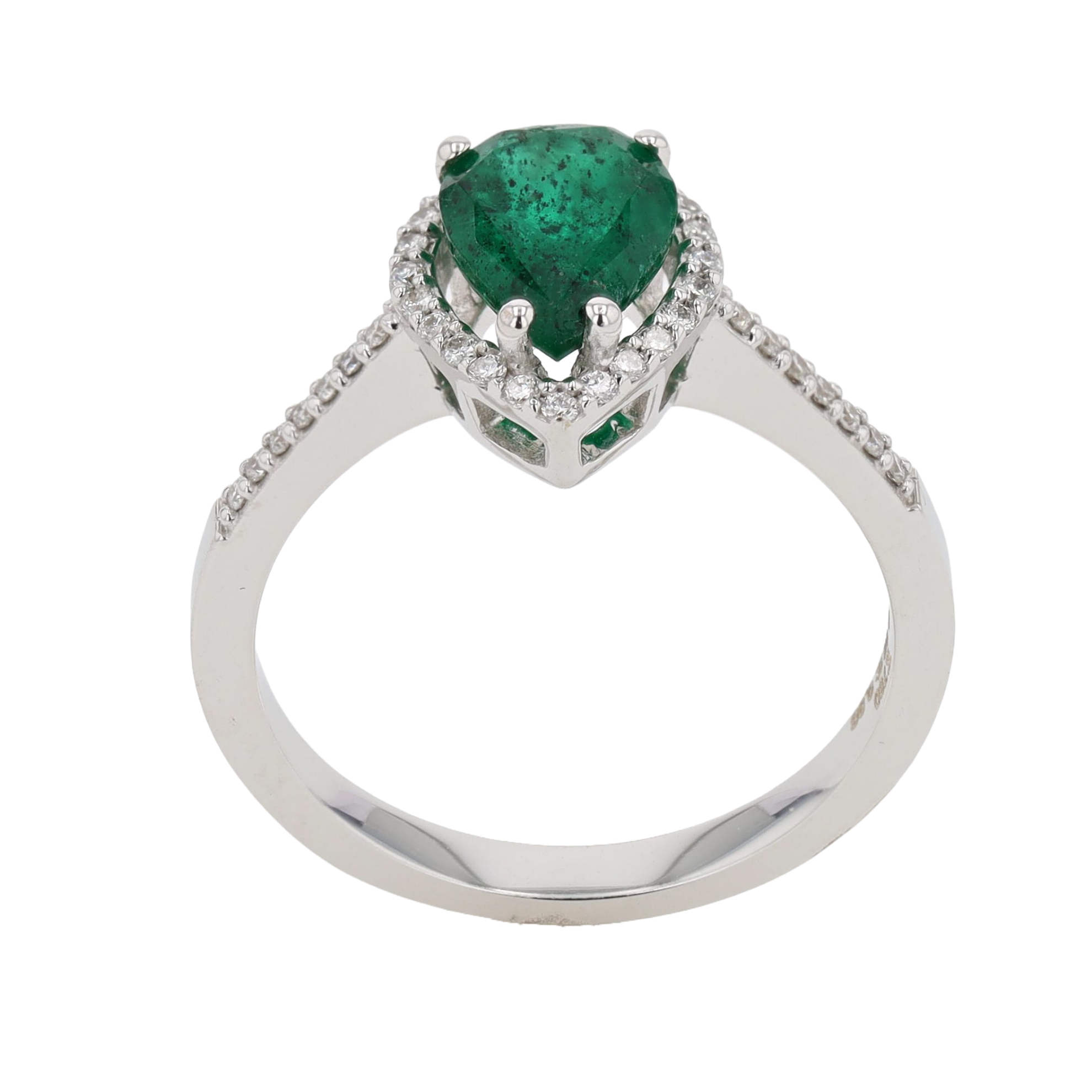 BAGUE ZEN DIAMOND HALO ÉMERAUDE POIRE 0.99 CT