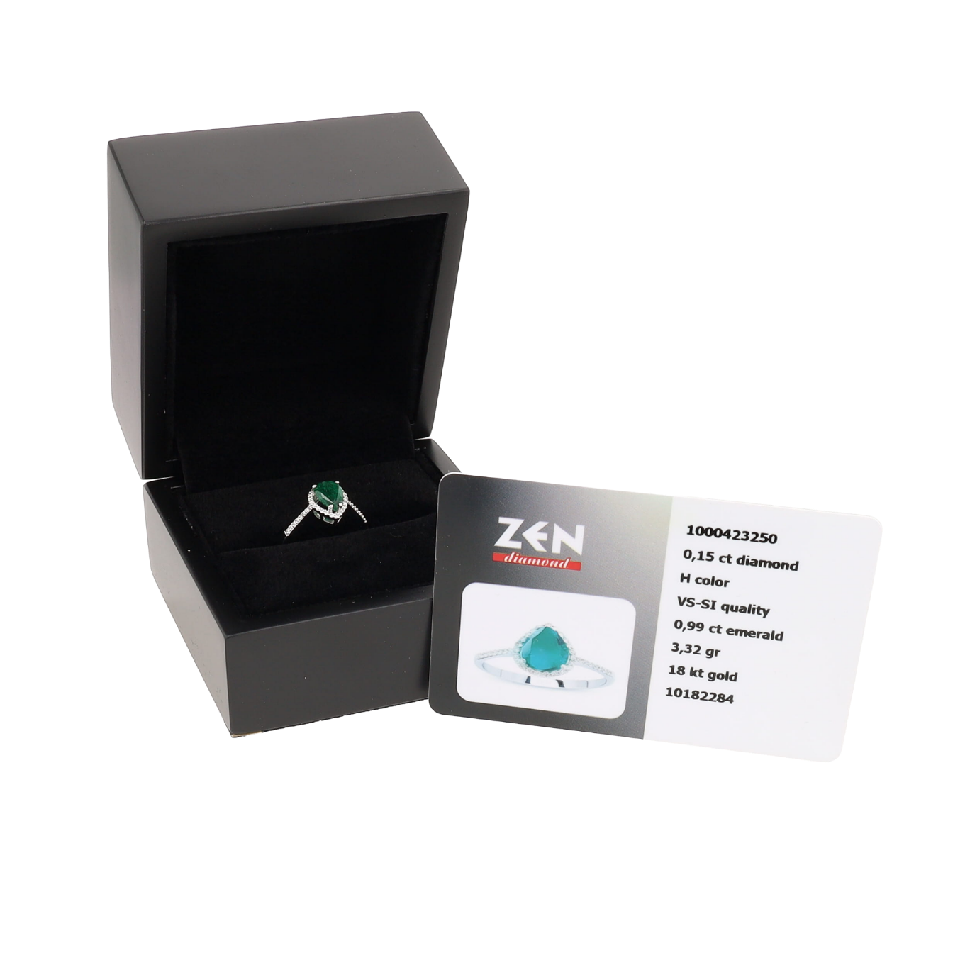 BAGUE_ZEN_DIAMOND_HALO_EMERAUDE_POIRE_0.99_CT image